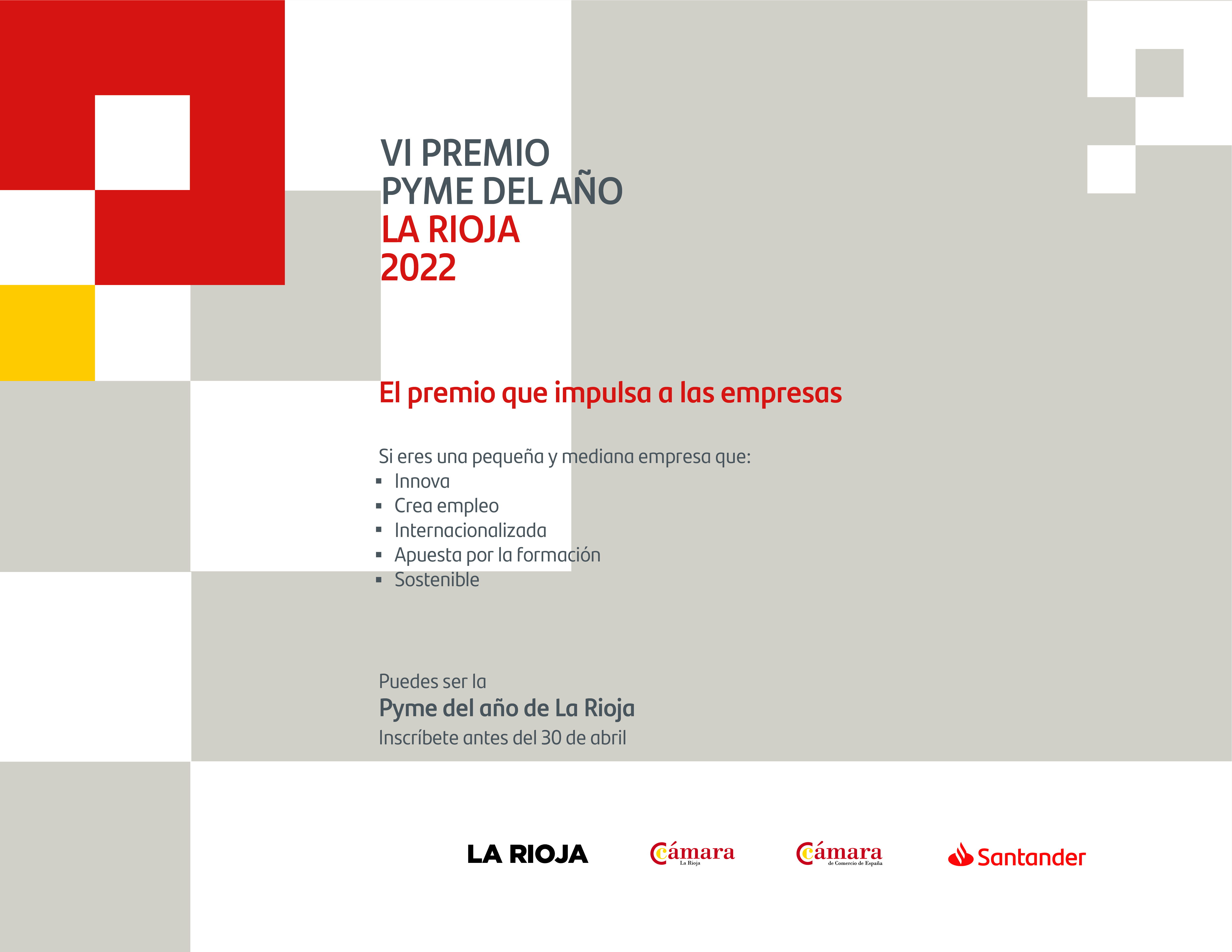 Banco Santander y Cámara de La Rioja lanzan la  sexta edición del Premio Pyme del Año de La Rioja